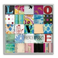 Stupell Industries Love Typography Collage Vintage Icons Patchwork, 12, dizajnirao Charlie Carter