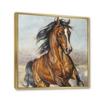 Dizajnerska umjetnost portret konja na utrkama izbliza Seoska kuća uokvirena na platnu zidni umjetnički tisak