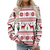 Ženska Božićna kolekcija, Modni pulover s printom, majica s kapuljačom, vrhovi zapadnog stila, ženski vrhovi u