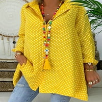 Glonme Ladies majice Gumb Down Tops repel bluza plaža Elegantna košulja s tunikom boho polka točkica žuta 4xl