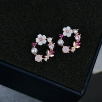 Slatke metalne biserne naušnice u obliku cvijeta, ženske dijamantne naušnice
