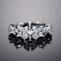 Modni srebrni bijeli kubični cirkonijev prsten u obliku cvijeta za žene za godišnjicu zaruka romantični poklon