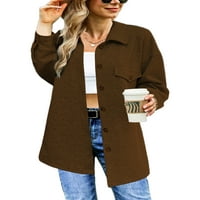 Ženska gornja odjeća A. M. jakna na kopčanje kardigan kaput casual Kaputi jednobojna boja kave 4 inča