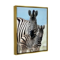 _ Inspirativna obitelj zebra majka i dijete, fotografija životinja Savannah, uokvireno metalno zlatno plutajuće
