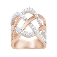 Modni 10K Bijeli prirodni dijamantni prsten od ružičastog zlata