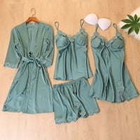 intima za žene za spavanje svilena pidžama donje rublje donje rublje satene žene haljine zeleno + xl