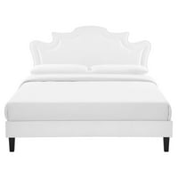 Baršunasti bračni krevet u bijeloj boji