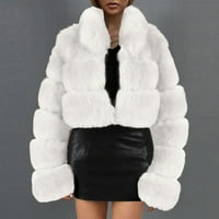 Ženski trenč kaputi, Ženski topli krzneni kaput, jakna, zimska jednobojna gornja odjeća s izrezom u obliku slova