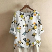 Rasprodaja ženske odjeće modna ženska ležerna bluza s okruglim vratom s printom majica s 1-2 rukava ljetni vrhovi