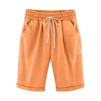 Hlače za žene trendi ženske ljetne solidne pet bodova velike veličine pamučne lanene hlače casual hlače narančaste