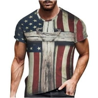 Muška majica s okruglim vratom za Dan neovisnosti, američka zastava s križnim printom, domoljubne majice 4. srpnja,