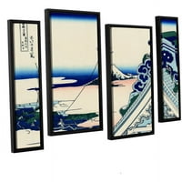Artwall Katsushika Hokusai Asakusa Honganji hram u istočnoj prijestolnici 4-komad Floater Framed platne
