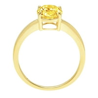2. CT briljantni ovalni rez sintetički žuti moissanit 14K žuti zlatni pasijans prsten SZ 10.75