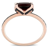 3- Carat T.G.W. Granat i crni dijamantni ružini koktel prsten od 10KT