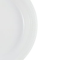 Papirni volumetrijski okrugli Plastični tanjuri za zabave, bijeli, kutija 200 komada, srednji, 9