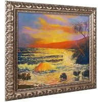 Zaštitni znak likovna umjetnost Maui Sunset Canvas Art by Manor Shanian, zlatni ukrašeni okvir