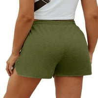 Ženske jogging i joga kratke hlače s elastičnim strukom, jednobojne kratke hlače s bočnim prorezom i džepovima