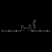 Cat Line Heartline crna grafička kapuljača - dizajn ljudi s