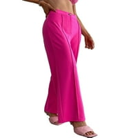 Elegantne obične široke noge vruće ružičaste ženske hlače