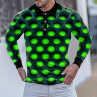 Polo majice za muškarce modni casual sports apstraktni digitalni print gumb rever gornji dio dugih rukava muške