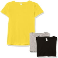 Jednobojne majice za djevojčice s kratkim rukavima, pamuk, crni, žuti Heather