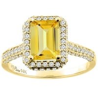 Zaručnički prsten od prirodnog Citrina od žutog zlata 14k Osmerokut, veličina 7