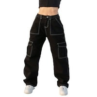 Žene patchwork hlače visoke traperice s trapericama traper pahuljice zvonasti dno patchwork traper jean hlače