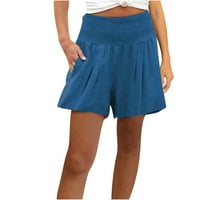 Ženske Ležerne kratke hlače s elastičnim strukom, jednobojne kratke hlače za vježbanje, ženske ljetne labave kratke