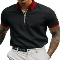 Muški ljetni topovi majice s reverom polo majica kratkih rukava muški casual pulover bluza za trčanje Crna bijela