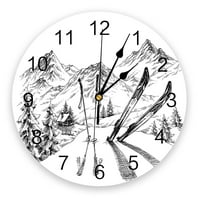 Bijeli snijeg žičara skijaška planina skica novi zidni sat modni kvarcni sat za dnevni boravak moderni ukras kuće