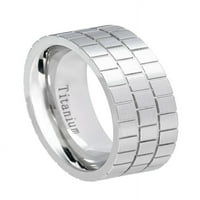 Zaručnički prsten od bijele titanske cijevi s kvadratnim uzorkom opeke za muškarce ili dame