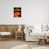 Stupell Industries Happy Halloween ukleti Jack-O-Lantern Grafička umjetnost siva uokvirena umjetnička print zidna