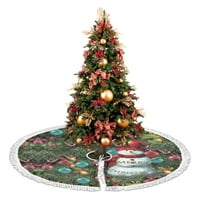 Suknja za božićno drvce s božićnim printom Crveni Ukrasi za božićno drvce bijeli mekani plišani tepih za božićno