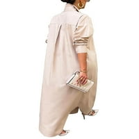 Ženske jednobojne maksi haljine s reverima na modnoj pisti jednobojna seksi košulja ženska ulična haljina sa zakrivljenim