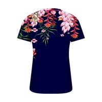 Ženska bluza od tunike s kratkim rukavima s cvjetnim printom, košulje na kopčanje s izrezom u obliku slova a,