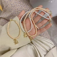 Temperament trendi šarena djevojka korejski stil geometrijski modni nakit ogrlica s biserom narukvica s ogrlicom