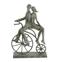 Skulptura ljudi od sivog polistona 9 13 s biciklom