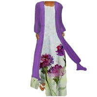 Sundresses za Žene Ležerno ljeto, Ženski dvodijelni kompleti Plus veličine, Midi haljina s cvjetnim printom i