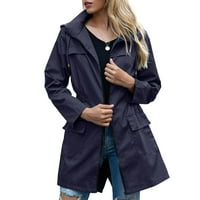 Američki trendovi Žene vodootporna lagana kišna jakna Dugačka vjetrova labavi kišni kaputi Aktivni vanjski s kapuljačom
