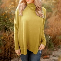 Ženski jesen jednobojni pulover s čupavim ovratnikom gornja košulja dugih rukava