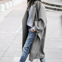 Topovi za žene trendovi Ženski ležerni kaput s ovratnikom s dugim rukavima kardigan bluza u sivoj boji