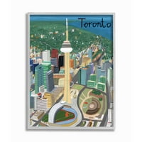 Stupell Industries Toronto Canada City Skyline Šarena značajna arhitektura uokvireni zidni umjetnički dizajn Carla