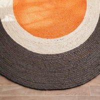 Okrugli tepih od jute s narančasto-sivim obrubom na točkice