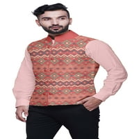 Muške Casual jakne, lagana odjeća za zabave, indijski prsluk, jakna s Nehru printom-srednje veličine