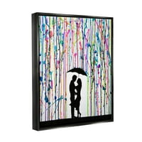 Moderna romantična kiša silueta Sažetak grafičke umjetnosti Jet Crni uokvireni umjetnički print zidna umjetnost