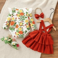 Kompleti odjeće za malu djecu ljetni kombinezon s dugim rukavima s cvjetnim printom za djevojčice bodi vrhovi