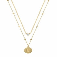 14-karatna Zlatna ogrlica s blistavim slojevitim kubičnim cirkonijem i natpisom u obliku slova u