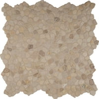 Travertin se miješa s riječnim kamenom. u mozaičnim pločicama od mramornog čipsa s mrežastim pričvršćivanjem