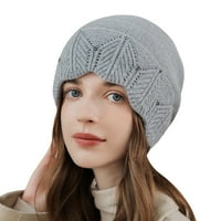 Jesensko-zimska vunena pletena kapa s hrpom, topla gusta mekana rastezljiva pletena vunena kapa za svakodnevno