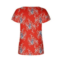 Yuwull Womens Tops Baggy casual bluza majica za žene dame ljetne kratke rukave tiskani odmor na plaži print tunika